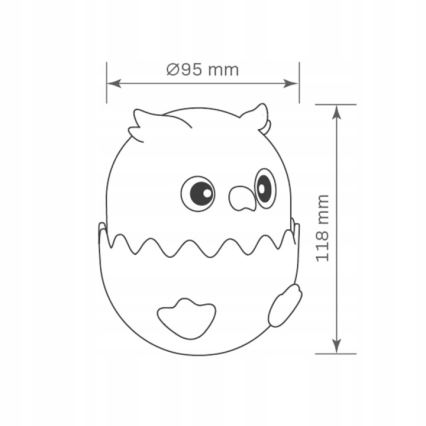 LED RGBW pritemdoma vaikiška jutiklinė lemputė OWL LED/1W/5V USB 1200 mAh pelėda mėlyna