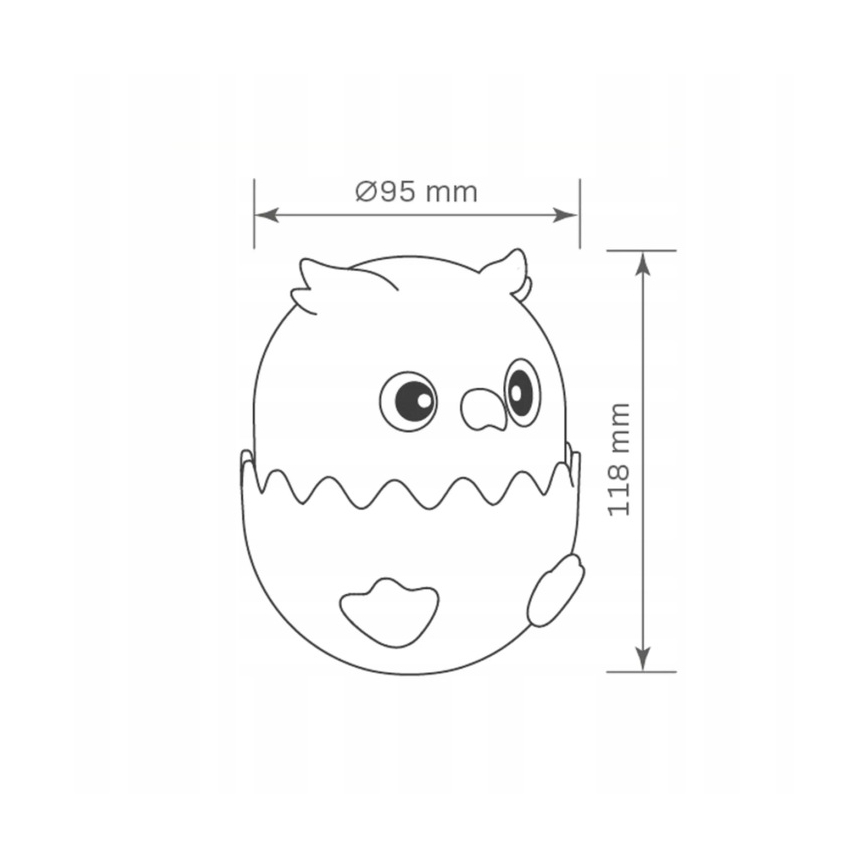 LED RGBW pritemdoma vaikiška jutiklinė lemputė OWL LED/1W/5V USB 1200 mAh pelėda mėlyna