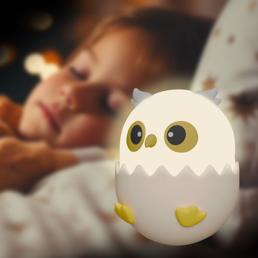 LED RGBW pritemdoma vaikiška jutiklinė lemputė OWL LED/1W/5V USB 1200 mAh pelėda rožinė