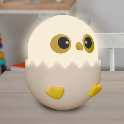 LED RGBW pritemdoma vaikiška jutiklinė lemputė OWL LED/1W/5V USB 1200 mAh pelėda rožinė