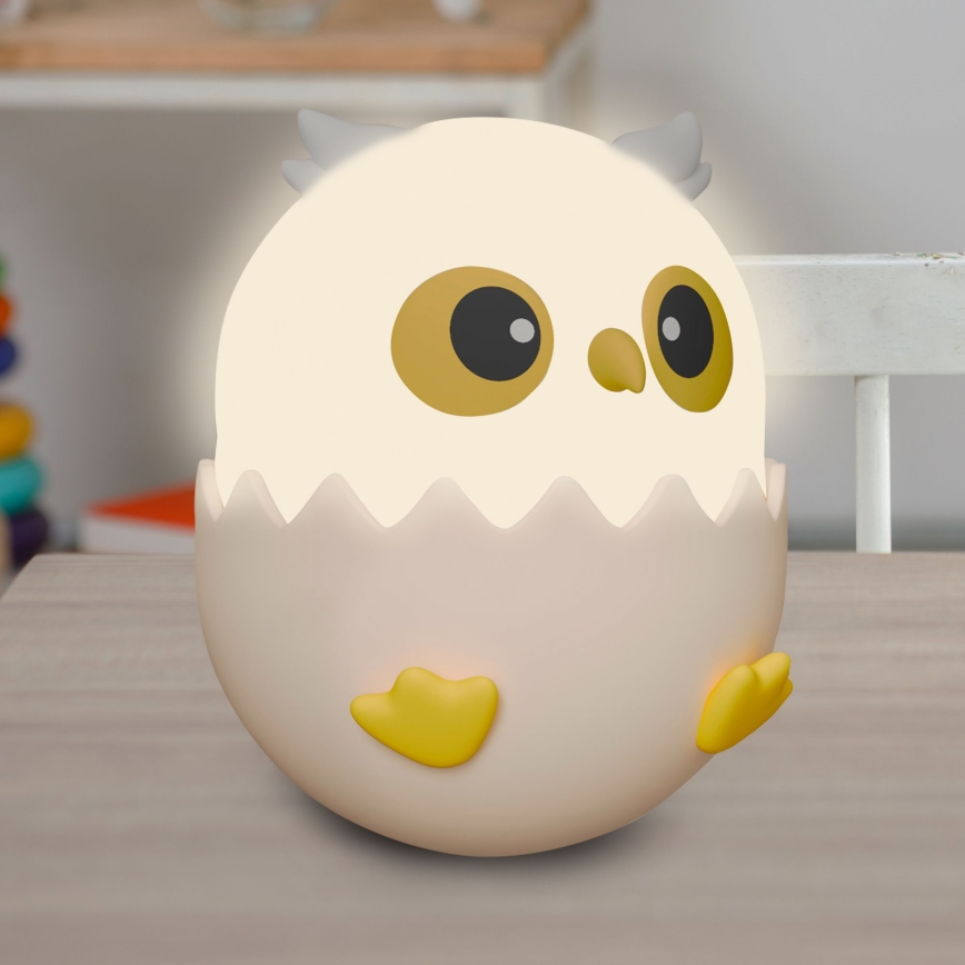 LED RGBW pritemdoma vaikiška jutiklinė lemputė OWL LED/1W/5V USB 1200 mAh pelėda rožinė