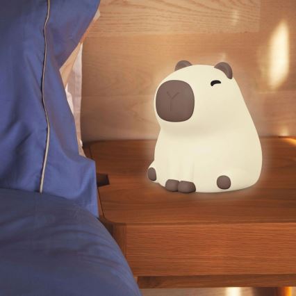 LED RGBW Pritemdoma vaikiška jutiklinė lemputė LED/1W/5V USB 1200 mAh kapibara