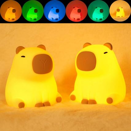 LED RGBW Pritemdoma vaikiška jutiklinė lemputė LED/1W/5V USB 1200 mAh kapibara