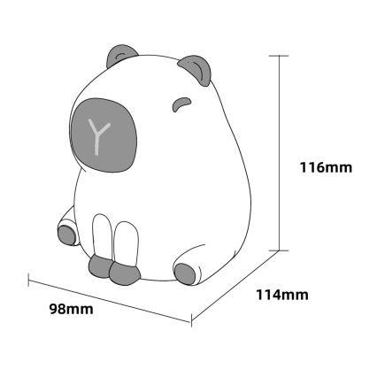 LED RGBW Pritemdoma vaikiška jutiklinė lemputė LED/1W/5V USB 1200 mAh kapibara