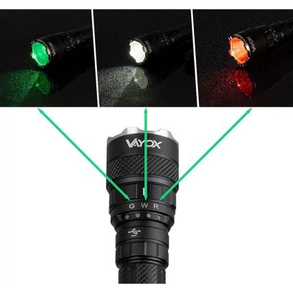 LED RGBW Pritemdomas įkraunamas žibintuvėlis LED/15W/5V IP66 1500 blizgus 2000 mAh