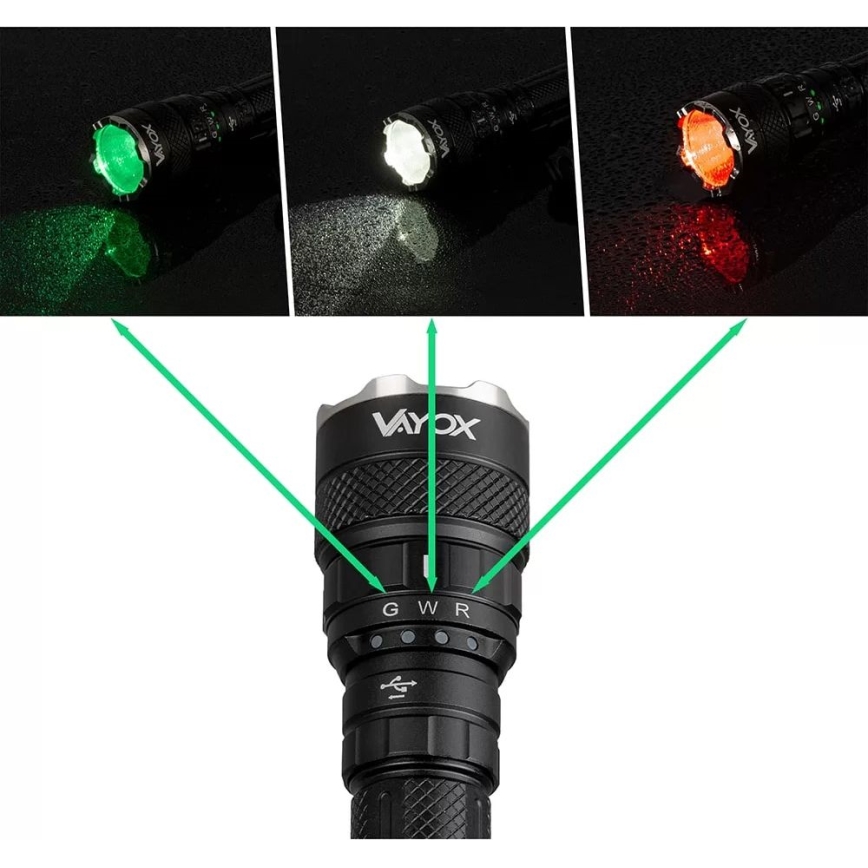 LED RGBW Pritemdomas įkraunamas žibintuvėlis LED/15W/5V IP66 1500 blizgus 2000 mAh