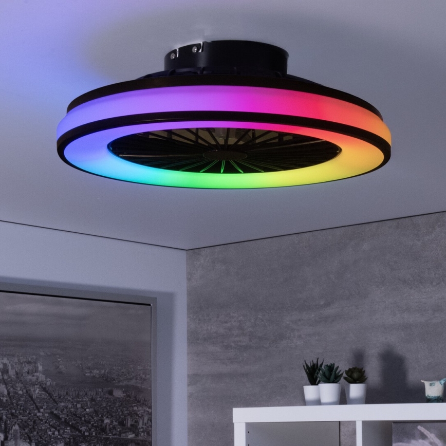 LED RGBW Pritemdomas lubinis šviestuvas su ventiliatoriumi PLAVE LED/48W/230V 3000/4000/6500K + nuotolinio valdymo pultas