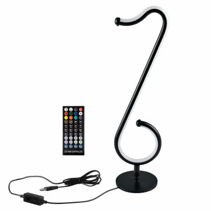 LED RGBW Pritemdomas stalinis šviestuvas NUTKA LED/15W/5V juoda + nuotolinio valdymo pultas