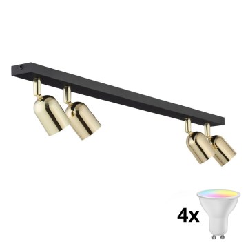 LED RGBW pritemdomas taškinis šviestuvas TOP 4xGU10/6,5W/230V 2700-6500K juodas/auksinis