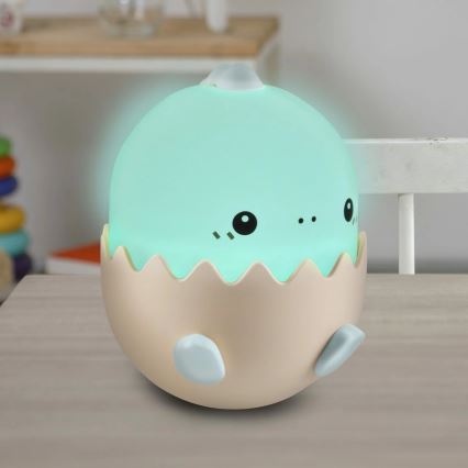 LED RGBW Pritemdomas vaikiškas jutiklinė lempa BABY DINO LED/0,75W/5V USB 1200 mAh mėlyna