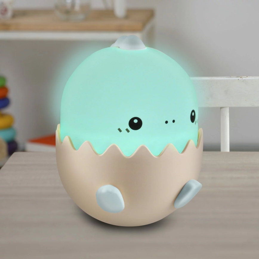 LED RGBW Pritemdomas vaikiškas jutiklinė lempa BABY DINO LED/0,75W/5V USB 1200 mAh mėlyna