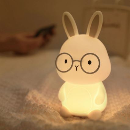 LED RGBW Pritemdomas vaikiškas jutiklinė lempa FLORKA LED/1W/5V USB 1200 mAh zuikis balta/pilka