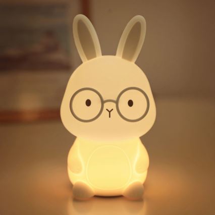 LED RGBW Pritemdomas vaikiškas jutiklinė lempa FLORKA LED/1W/5V USB 1200 mAh zuikis balta/pilka