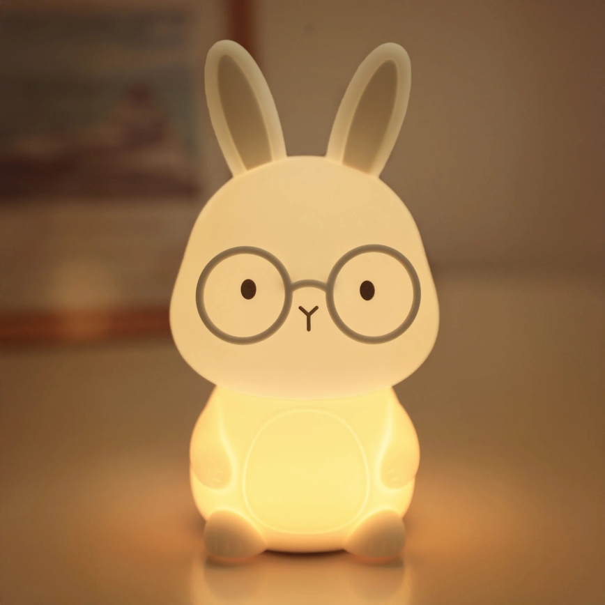LED RGBW Pritemdomas vaikiškas jutiklinė lempa FLORKA LED/1W/5V USB 1200 mAh zuikis balta/pilka