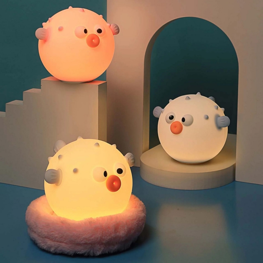 LED RGBW Pritemdomas vaikiškas jutiklinė lempa HELA LED/1W/5V USB 1200 mAh žuvis rausva