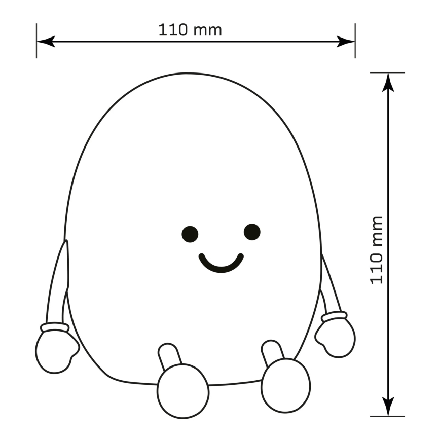 LED RGBW Pritemdomas vaikiškas jutiklinė lempa POTATO LED/2W/5V USB 1200 mAh bulvė