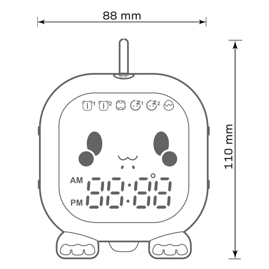 LED RGBW Pritemdomas vaikiškas naktinis maža lempa su žadintuvu FILIP LED/1,5W/5V 1500 mAh