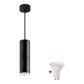 LED RGBW pritemdomas vonios šviestuvas ant laido TURYN 1xGU10/6,5W/230V 2700–6500 K Wi-Fi IP44 juodas