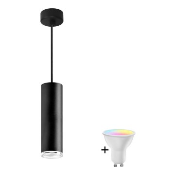 LED RGBW pritemdomas vonios šviestuvas ant laido TURYN 1xGU10/6,5W/230V 2700–6500 K Wi-Fi IP44 juodas
