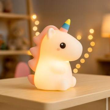 LED RGBW reguliuojama, įkraunama, jutiklinė vaikiška naktinė lempa UNICORN LED/1W/5V 1200 mAh