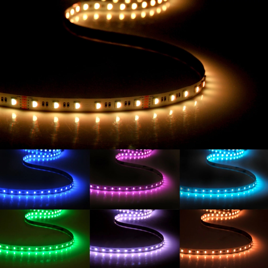 LED RGBW Reguliuojama juosta 3m LED/22W/24/230V + valdymo pultas