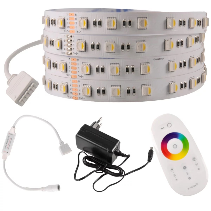 LED RGBW Reguliuojama juosta 3m LED/22W/24/230V + valdymo pultas