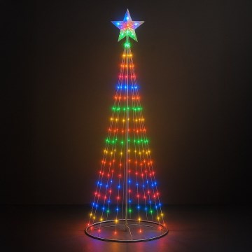 LED RGBW reguliuojama lauko kalėdinė dekoracija — LED 4 W, 230 V, 180 cm, IP44, eglutė su nuotoliniu pulteliu