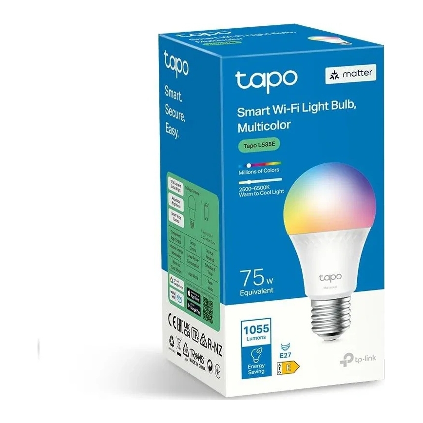 LED RGBW dimeriuojama lemputė MATTER A60 E27/8,6W/230V 2500-6500K Wi-Fi - TP-Link