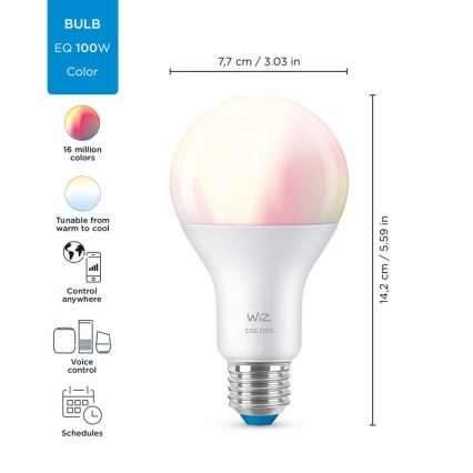 LED RGBW Reguliuojama lemputė A67 E27/13W/230V 2200-6500K CRI 90 Wi-Fi -WiZ