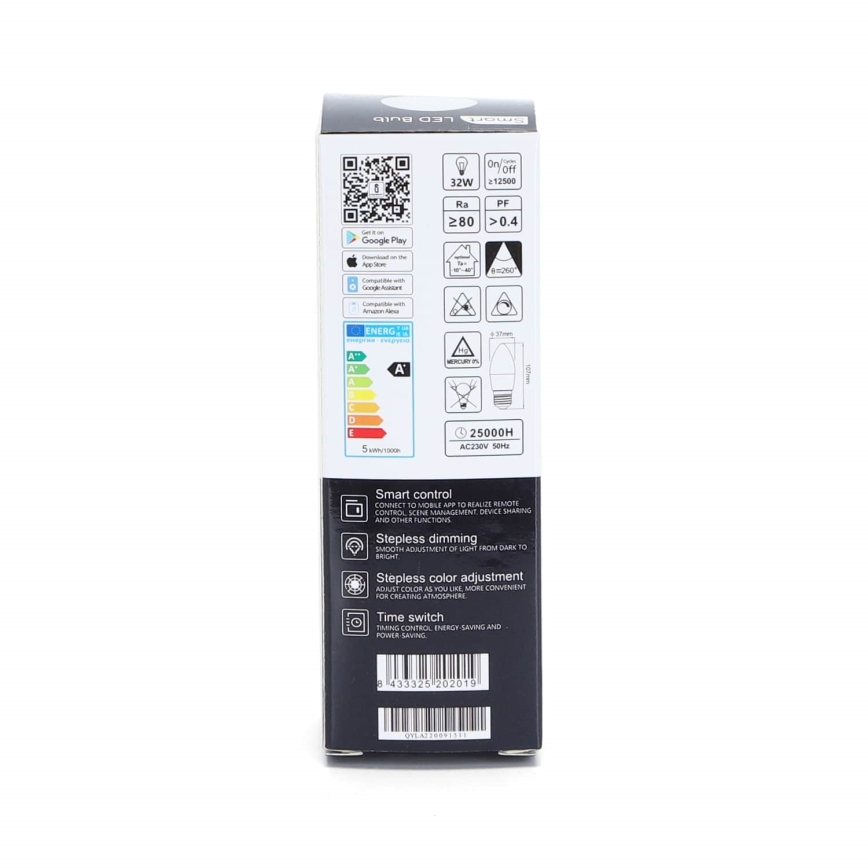 LED RGBW Reguliuojama lemputė C37 E27/5W/230V 3000-6500K Wi-Fi - Aigostar