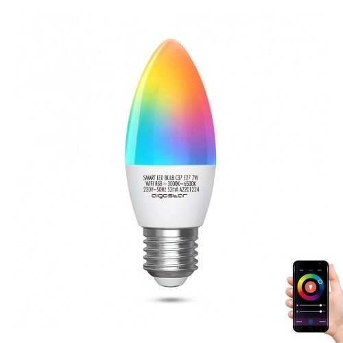 LED RGBW Reguliuojama lemputė C37 E27/7W/230V 3000-6500K Wi-Fi - Aigostar