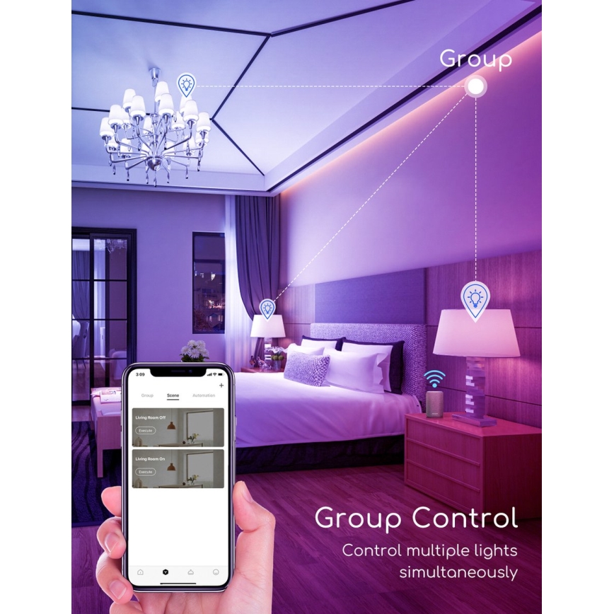 LED RGBW Reguliuojama lemputė C37 E27/7W/230V 3000-6500K Wi-Fi - Aigostar