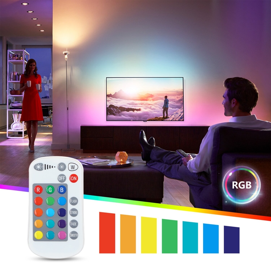 LED RGBW Reguliuojama lemputė E27/8W/230V 3000K + nuotolinio valdymo pultas - Aigostar