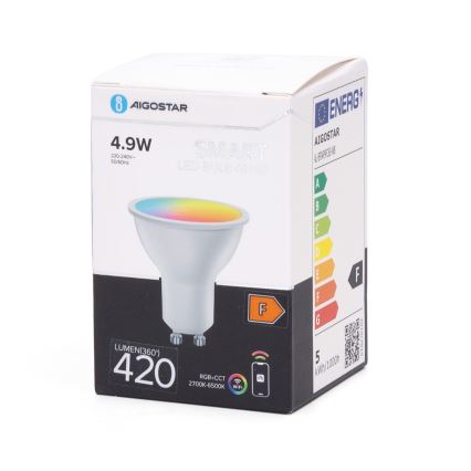 LED RGBW Reguliuojama lemputė GU10/4,9W/230V 2700-6500K Wi-Fi - Aigostar