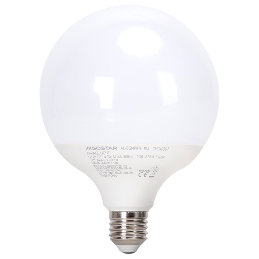 LED RGBW Reguliuojama lemputė MESH G120 E27/4,9W/230V 2700-6500K + nuotolinio valdymo pultas - Aigostar