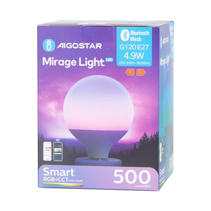 LED RGBW Reguliuojama lemputė MESH G120 E27/4,9W/230V 2700-6500K + nuotolinio valdymo pultas - Aigostar