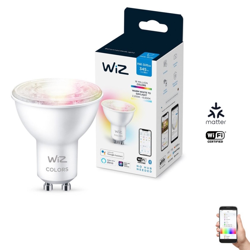 LED RGBW Reguliuojama lemputė PAR16 GU10/4,7W/230V 2200-6500K CRI 90 Wi-Fi - WiZ