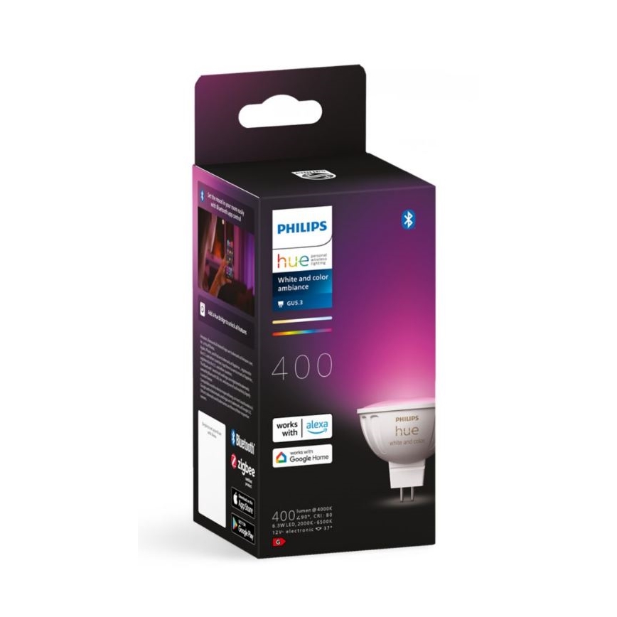 LED RGBW Reguliuojama lemputė Philips Hue White And Color Ambiance GU5,3/MR16/6,3W/12V 2000-6500K