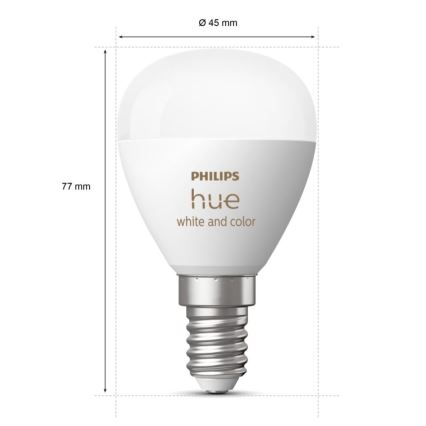 LED RGBW Reguliuojama lemputė Philips Hue White And Color Ambiance P45 E14/5,1W/230V 2000-6500K