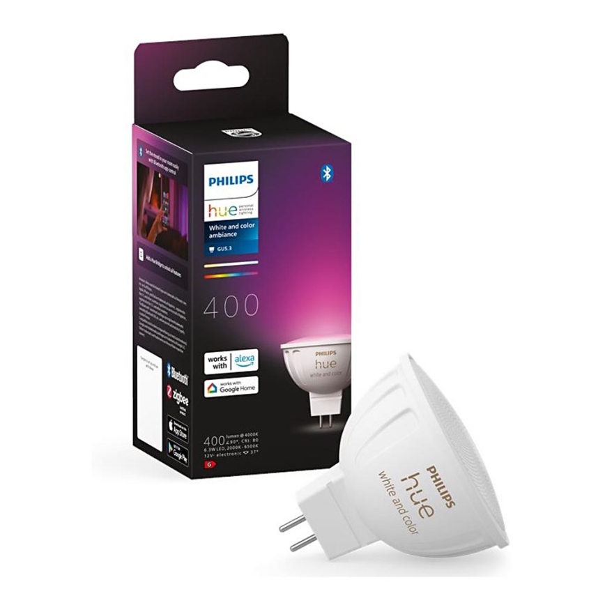 LED RGBW Reguliuojama lemputė Philips Hue White And Color Ambiance GU5,3/MR16/6,3W/12V 2000-6500K