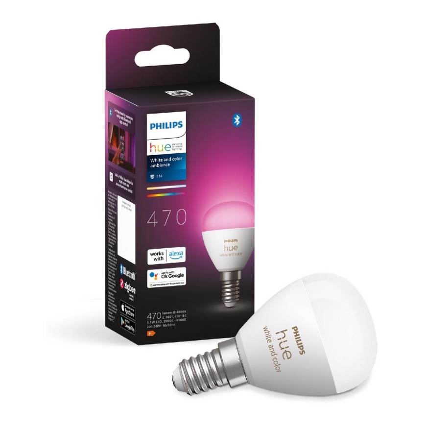 LED RGBW Reguliuojama lemputė Philips Hue White And Color Ambiance P45 E14/5,1W/230V 2000-6500K