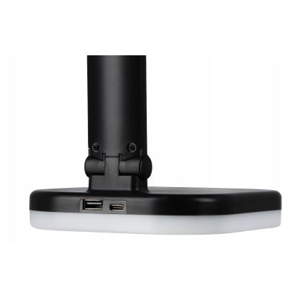 LED RGBW reguliuojama stalinė lempa su belaidžiu įkrovimu LED/7W/5V USB juoda