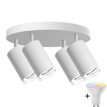 LED RGBW Reguliuojama vonios sieninė lempa TURYN 4xGU10/6,5W/230V 2700-6500K Wi-Fi IP44 balta