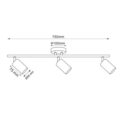 LED RGBW reguliuojamas taškinis šviestuvas GOLDI 3xGU10/6W/230V 3000K auksinis + nuotolinis valdymas