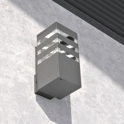 LED RGBW dimeriuojamas lauko sieninis šviestuvas TEKSAS 1xE27/9W/230V 2700-6500K Wi-Fi IP44 antracitas