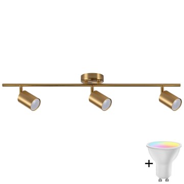 LED RGBW reguliuojamas taškinis šviestuvas GOLDI 3xGU10/6,5W/230V 2700-6500K Wi-Fi auksinis