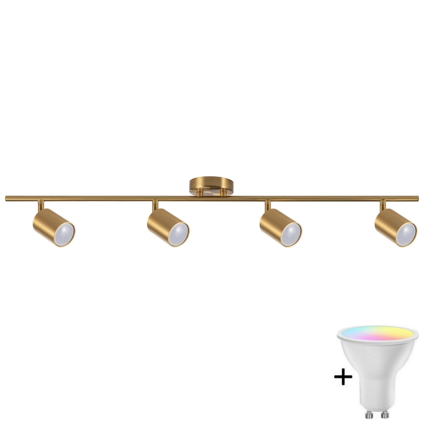 LED RGBW reguliuojamas taškinis šviestuvas GOLDI 4xGU10/6,5W/230V 2700-6500K Wi-Fi auksinis