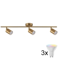 LED RGBW reguliuojamas taškinis šviestuvas GOLDIE 3xGU10/4,8W/230V 3000K auksinis + nuotolinis valdymas