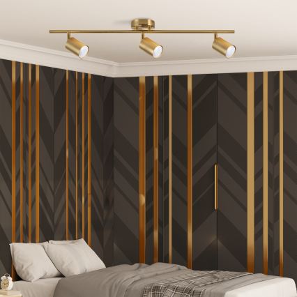 LED RGBW reguliuojamas taškinis šviestuvas GOLDIE 3xGU10/4,8W/230V 3000K auksinis + nuotolinis valdymas