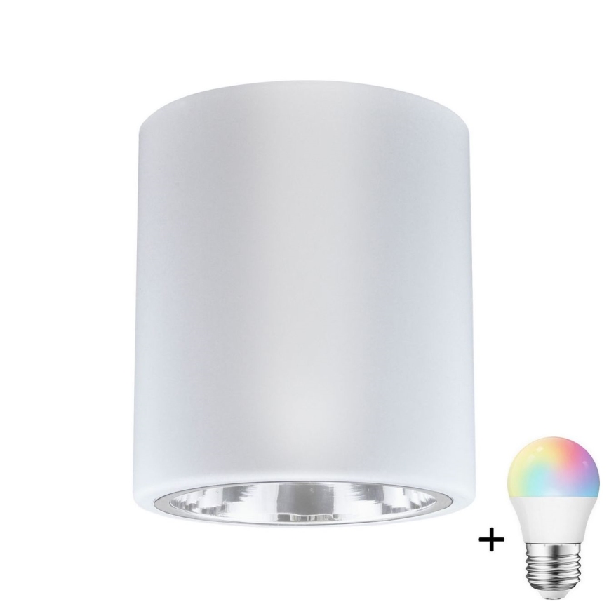 LED RGBW reguliuojamas taškinis šviestuvas JUPITER 1xE27/6,5W/230V 2700-6500K Wi-Fi Ø 13 cm balta